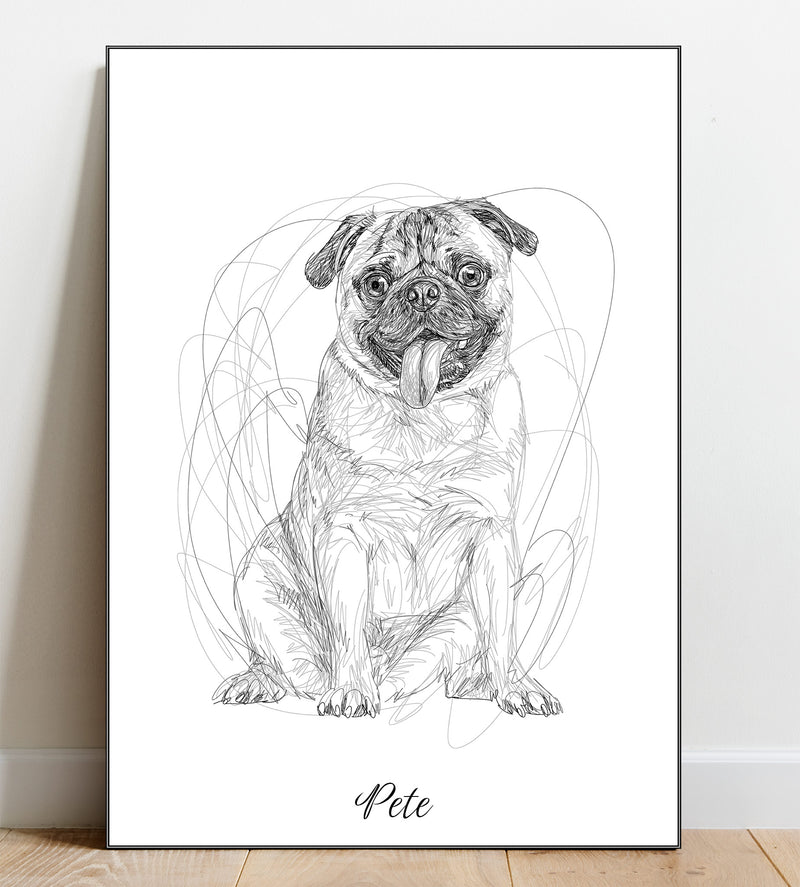 Full Body Sketch Pet Portrait